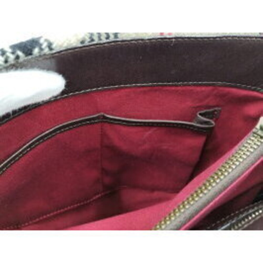 BURBERRY handbag Nova check wool leather beige dark brown - Picture 9 of 9